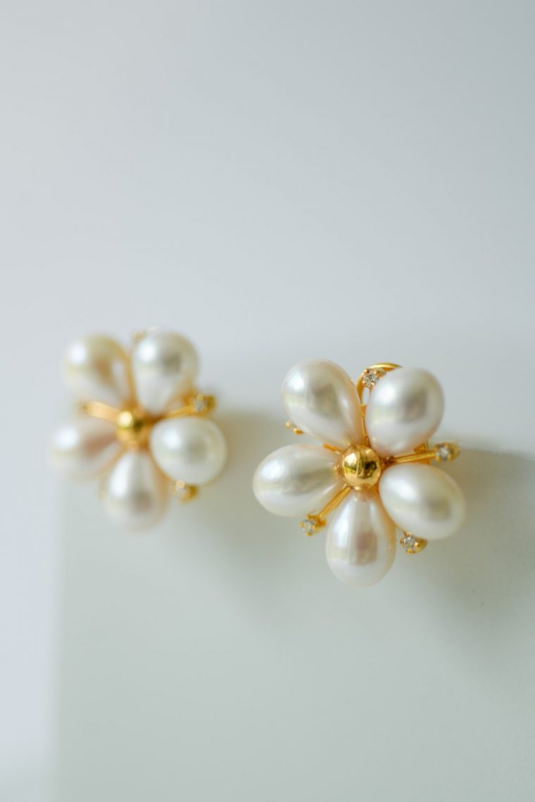 White Champa Earrings - Gold Plated - Image 4