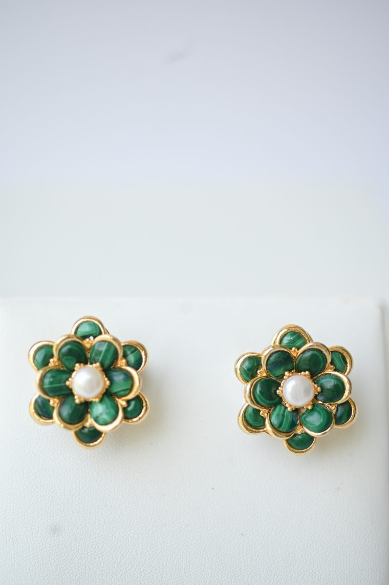 Malachite Climbing Rose Earrings - Image 3