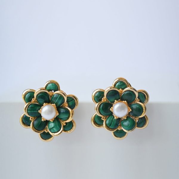Malachite Climbing Rose Earrings Malachite Climbing Rose Earrings