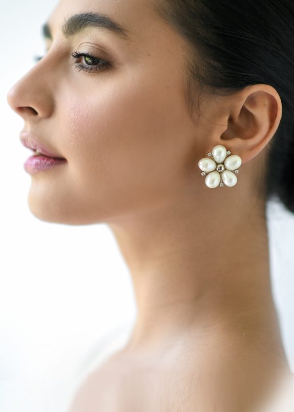 White Champa Earrings - Image 2