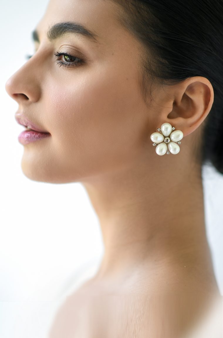 White Champa Earrings - Image 2