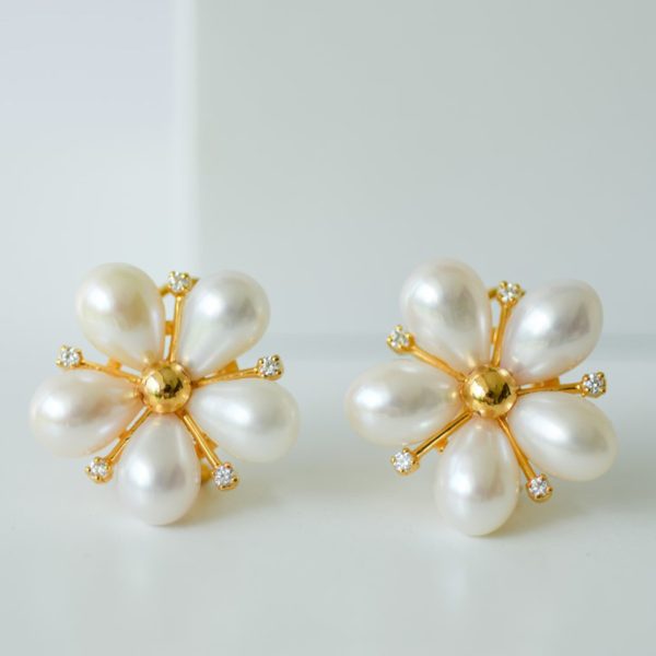 White Champa Earrings – Gold Plated White Champa Earrings – Gold Plated