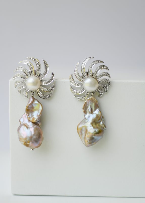 Starburst Earrings - Lavender Pearls - Image 3