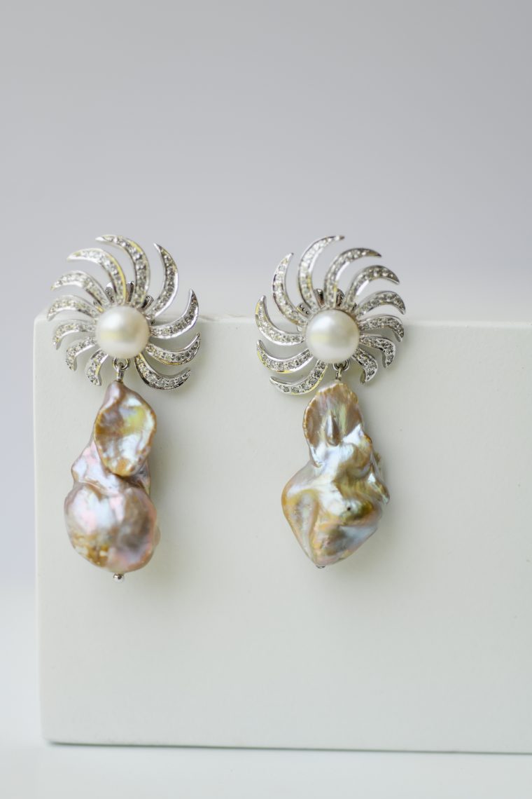 Starburst Earrings - Lavender Pearls - Image 3