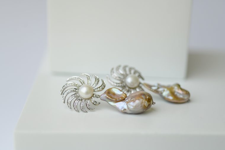 Starburst Earrings - Lavender Pearls - Image 4