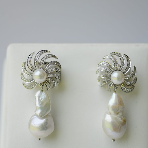 Starburst Earrings- White Pearls Starburst Earrings- White Pearls