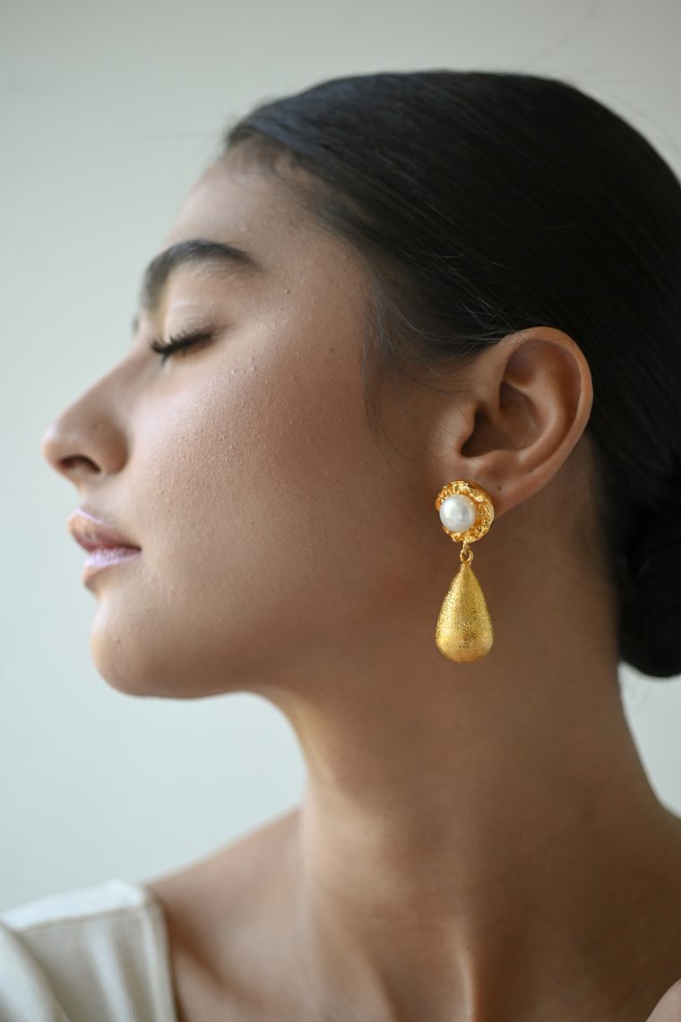 Gilded Molten Drop Earrings - Image 2