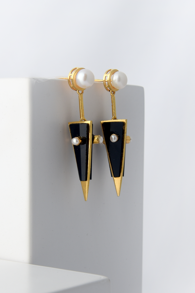 Black Onyx Dagger Earrings - Image 3