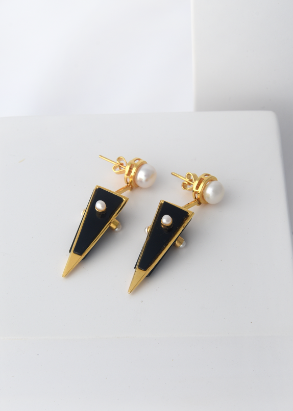 Black Onyx Dagger Earrings - Image 4