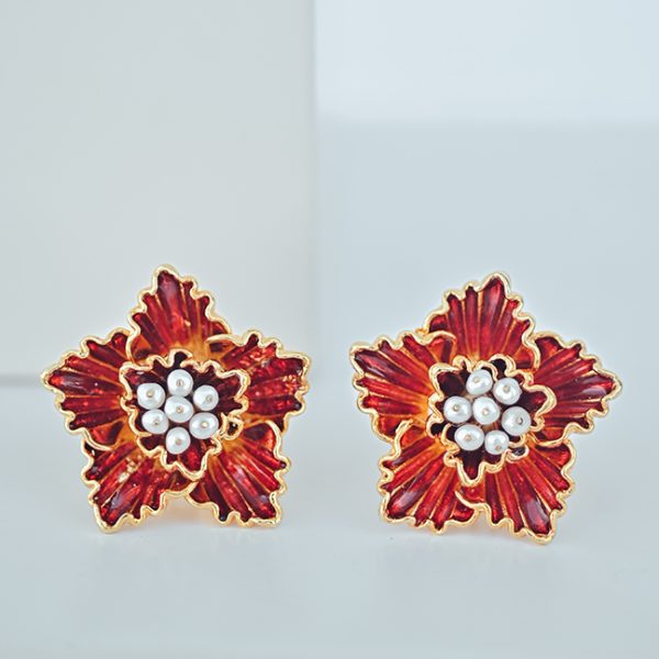 Red Hibiscus Earrings – Large Red Hibiscus Earrings – Large