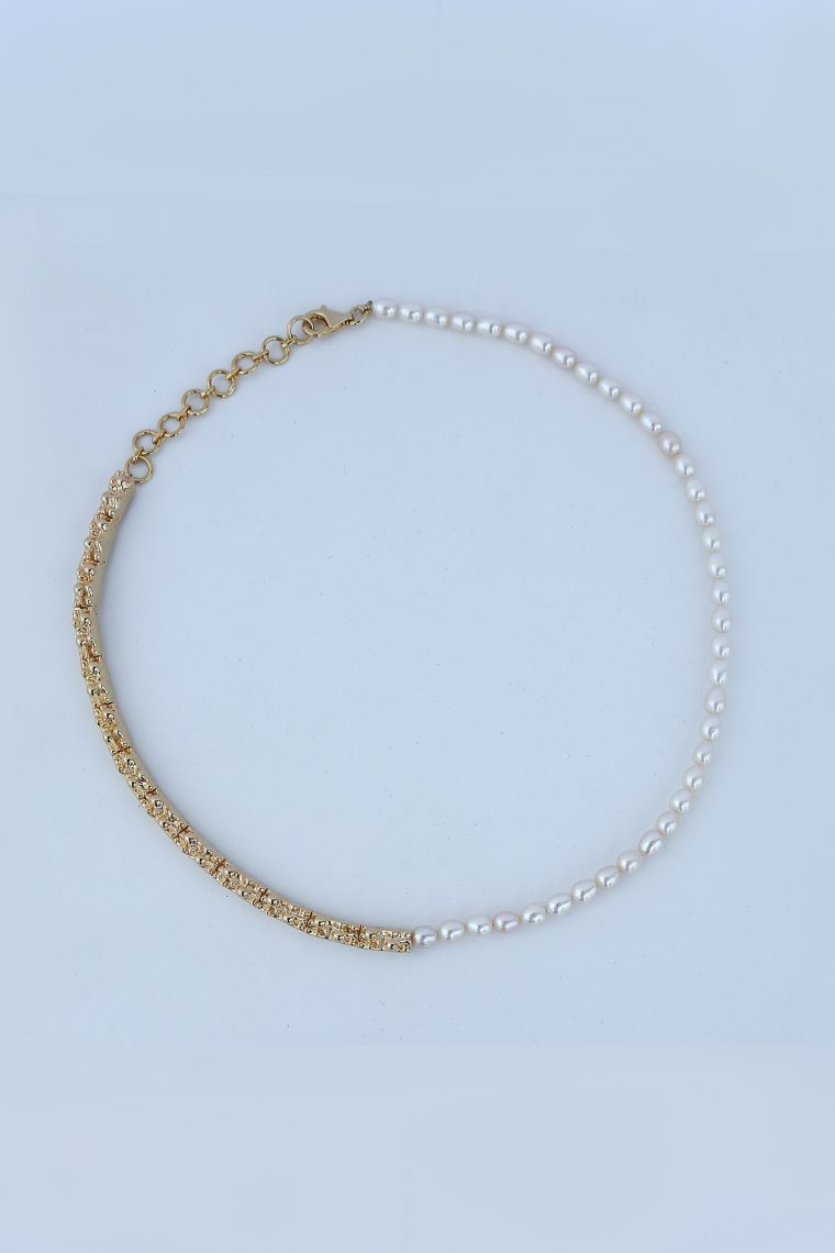 Gilded Molten Pearl Necklace