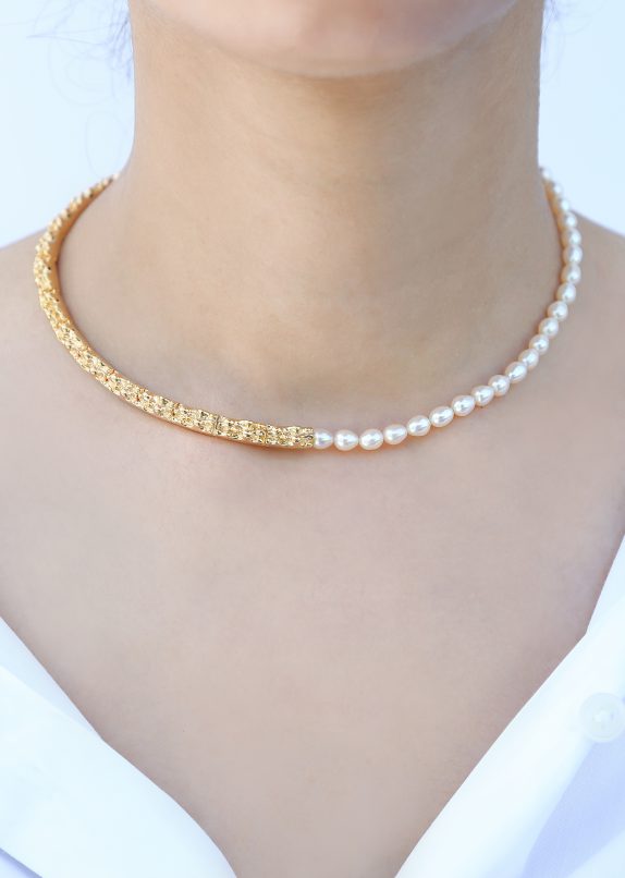 Gilded Molten Pearl Necklace - Image 2