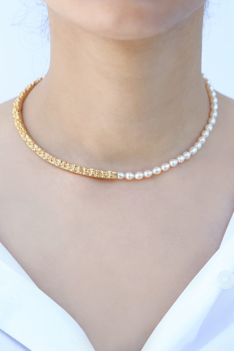 Gilded Molten Pearl Necklace - Image 2