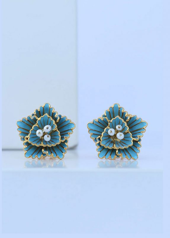 Blue Hibiscus Earrings