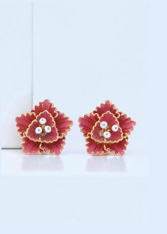 Pink Hibiscus Earrings