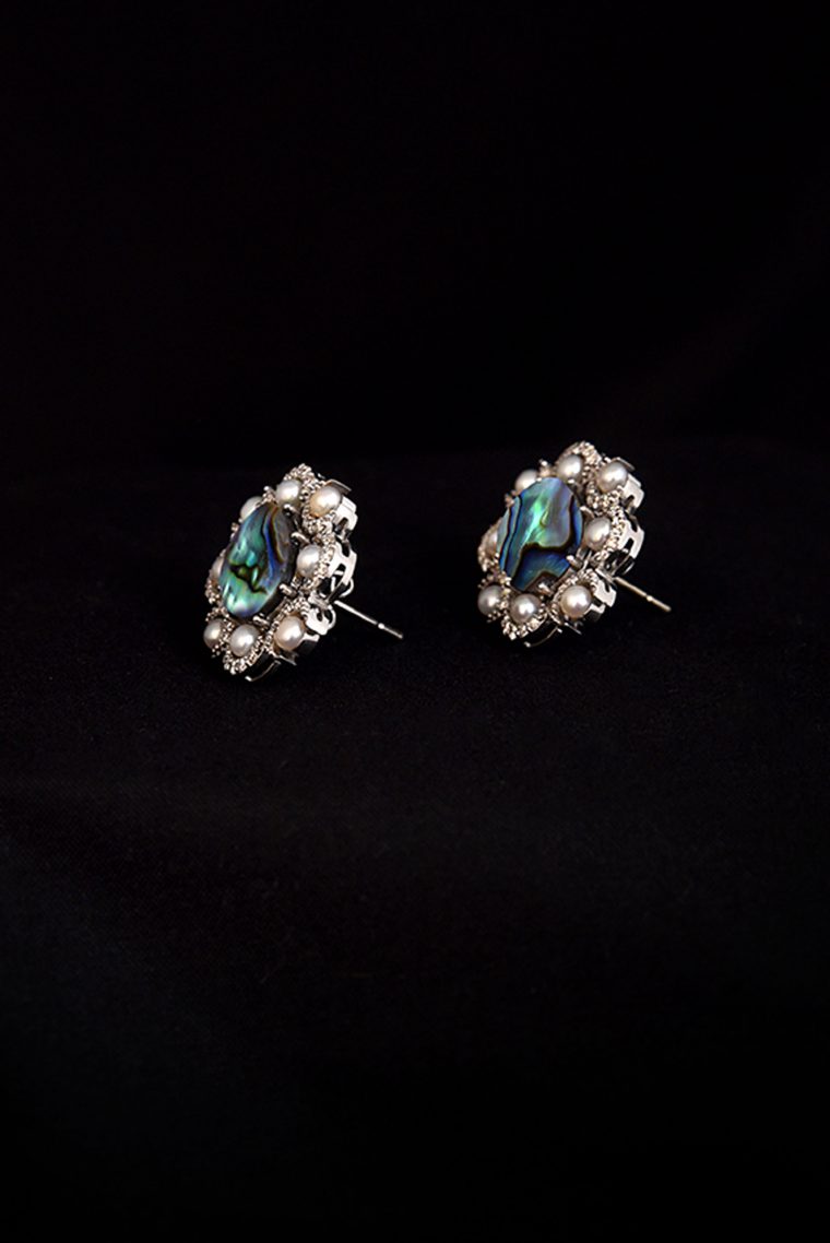 Mother of Pearl Diamond Studs - Image 2