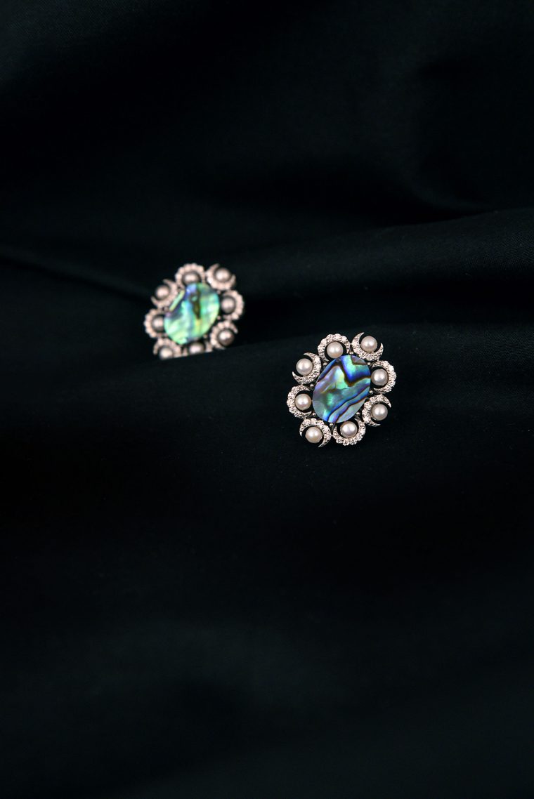 Mother of Pearl Diamond Studs - Image 3